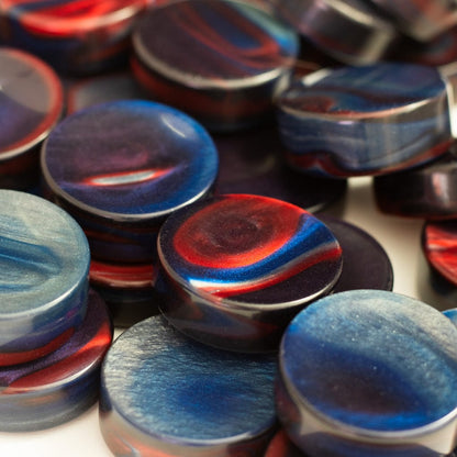 Bowlerite Worry Stone - Malcolm (metallic red/white/blue)