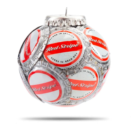 Bottle Cap Ornament - Red Stripe Beer