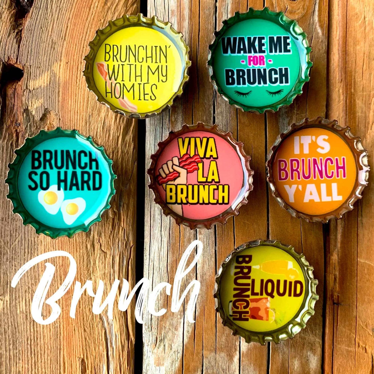 Bottle Cap Magnets - Brunch