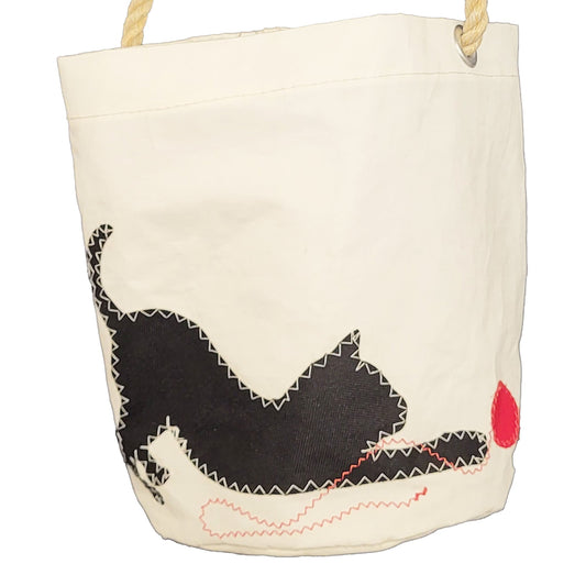 Sailcloth Bucket Bag - Cat with Yarn