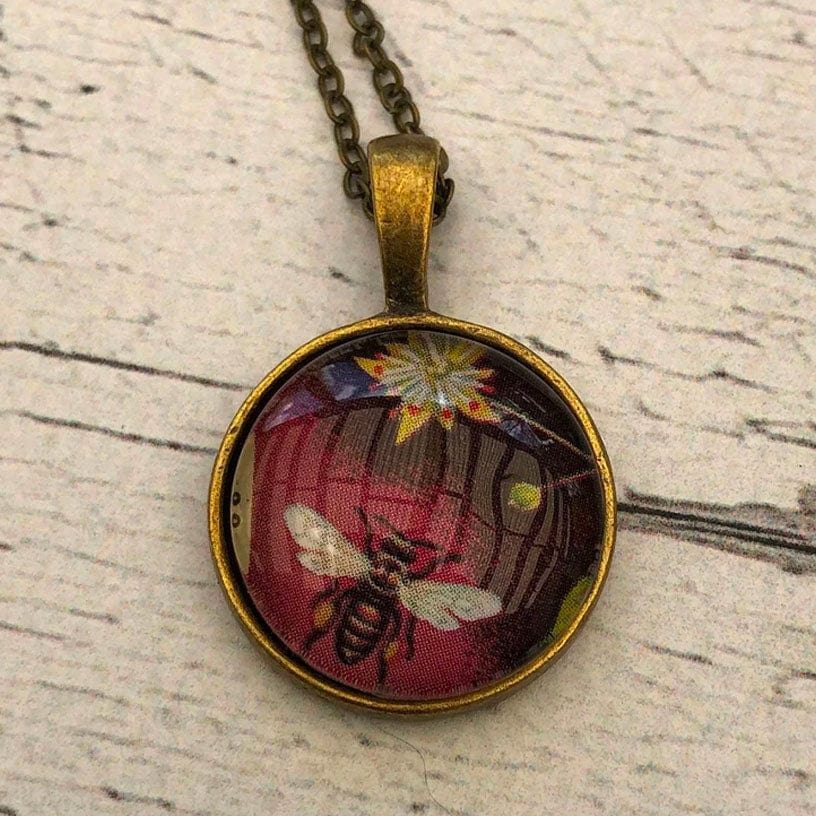 Postage Stamp Necklace - 1987 Bulgaria Bee