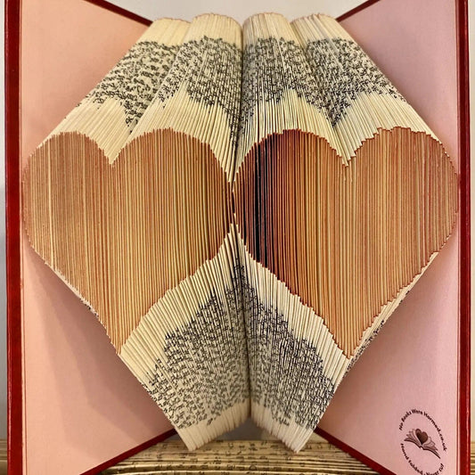 Folded Book Art - Double Hearts
