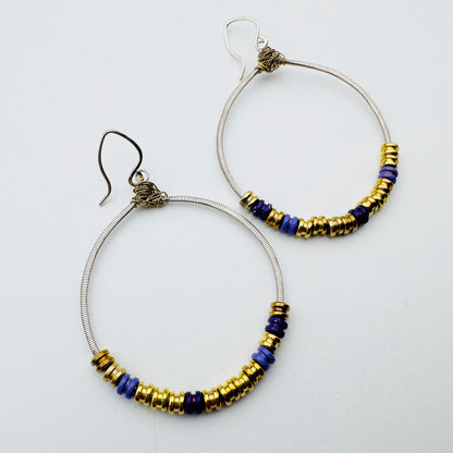 Guitar String Circle with Ball Ends Earrings