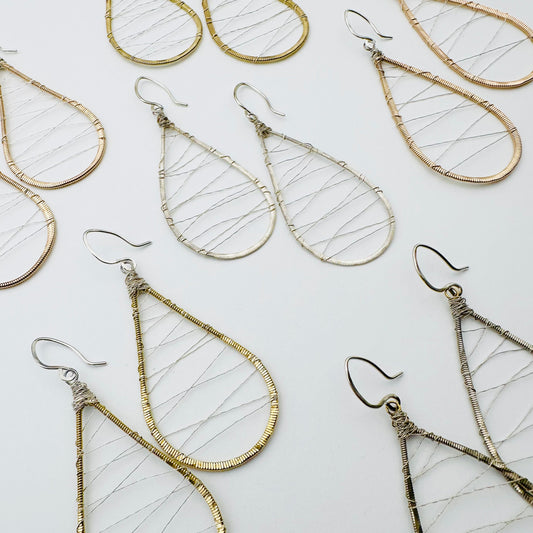 Guitar String Teardrops with Web Earrings