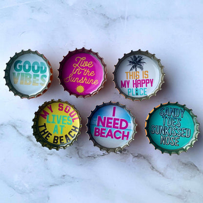 Bottle Cap Magnets - I Need Beach