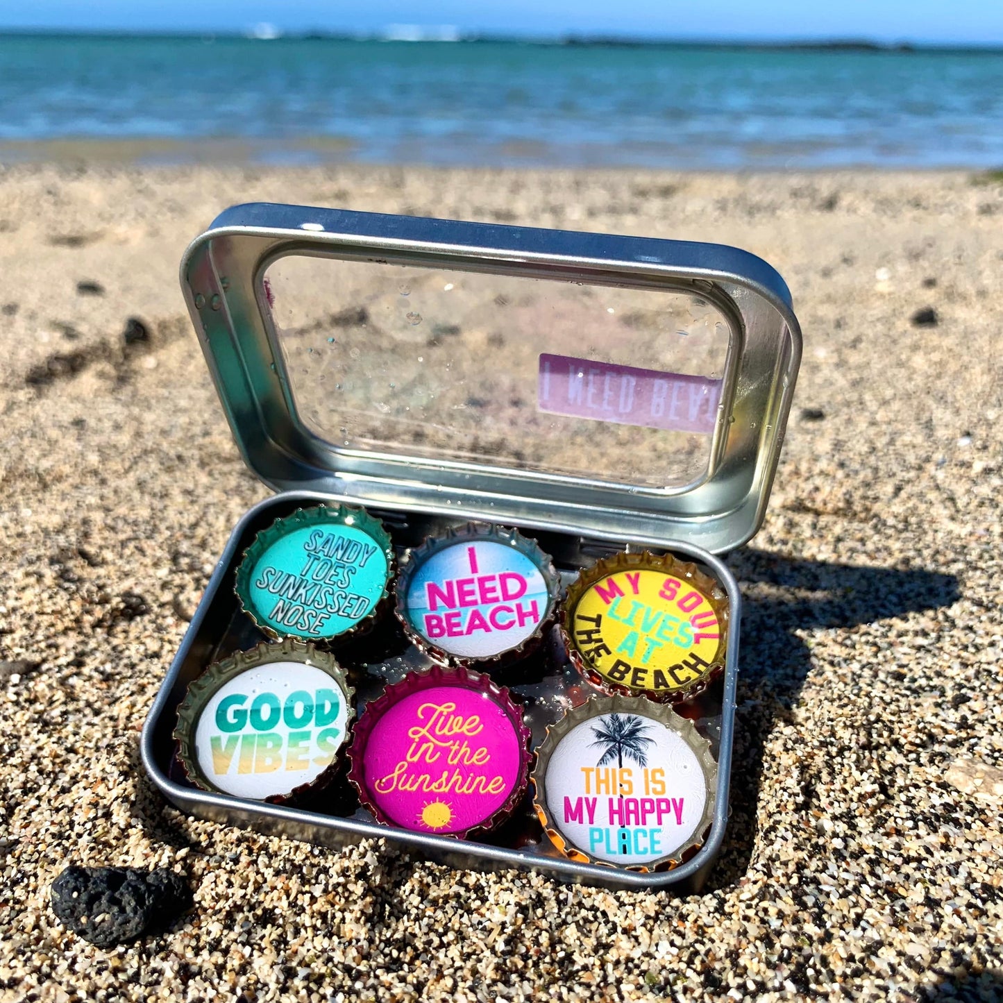 Bottle Cap Magnets - I Need Beach