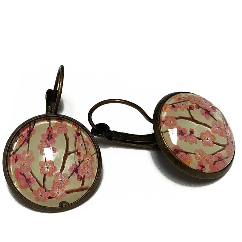 Postage Stamp Earrings -  2014 Japan Cherry Blossom