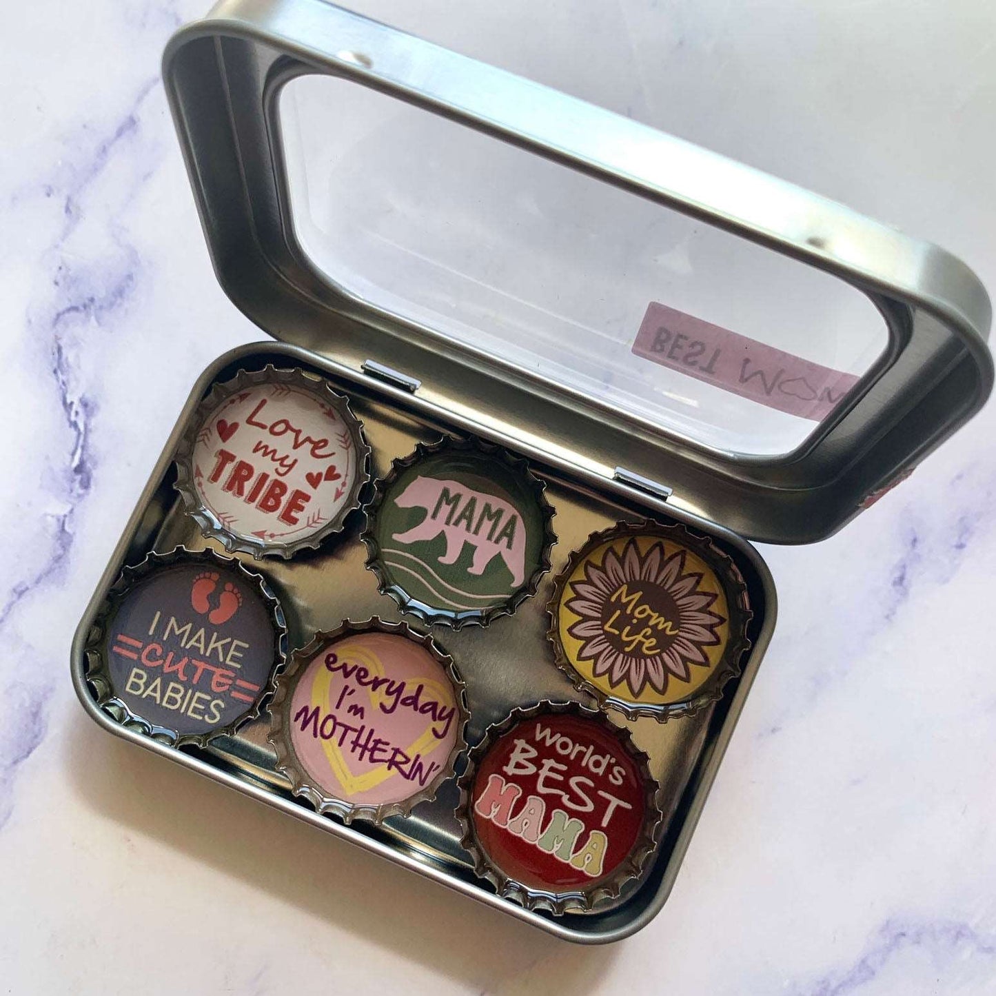 Bottle Cap Magnets - Mama Bear