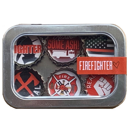 Bottle Cap Magnets - Firefighter