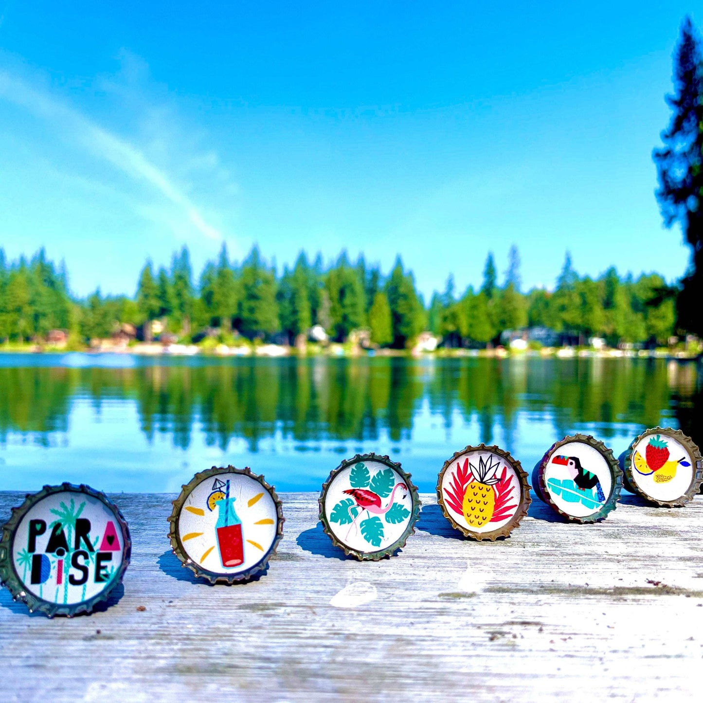 Bottle Cap Magnets - Forever Summer