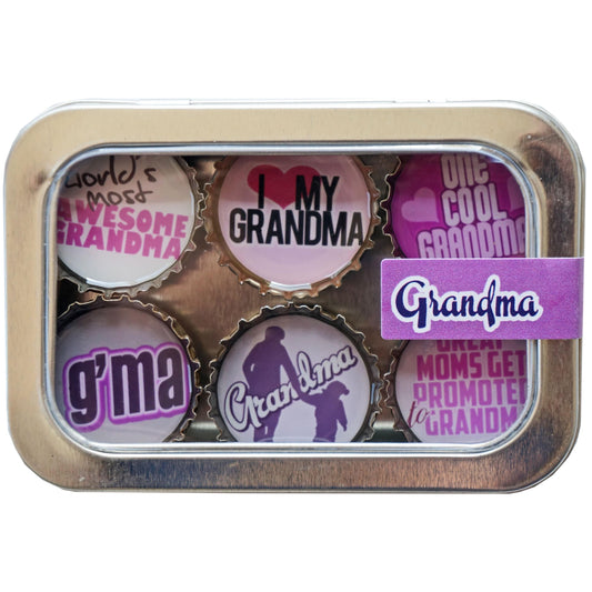 Bottle Cap Magnets - Grandma