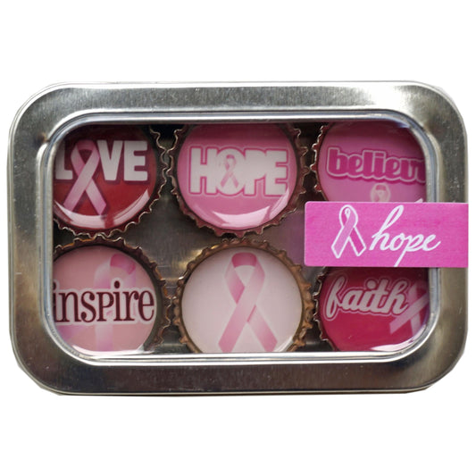 Bottle Cap Magnets - Hope Breast Cancer Awareness