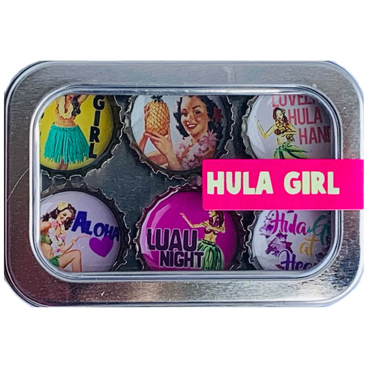 Bottle Cap Magnets - Hula Girl