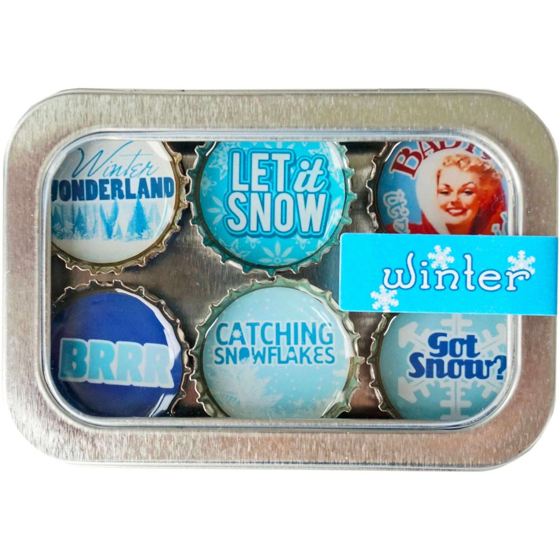 Bottle Cap Magnets - Winter Wonderland