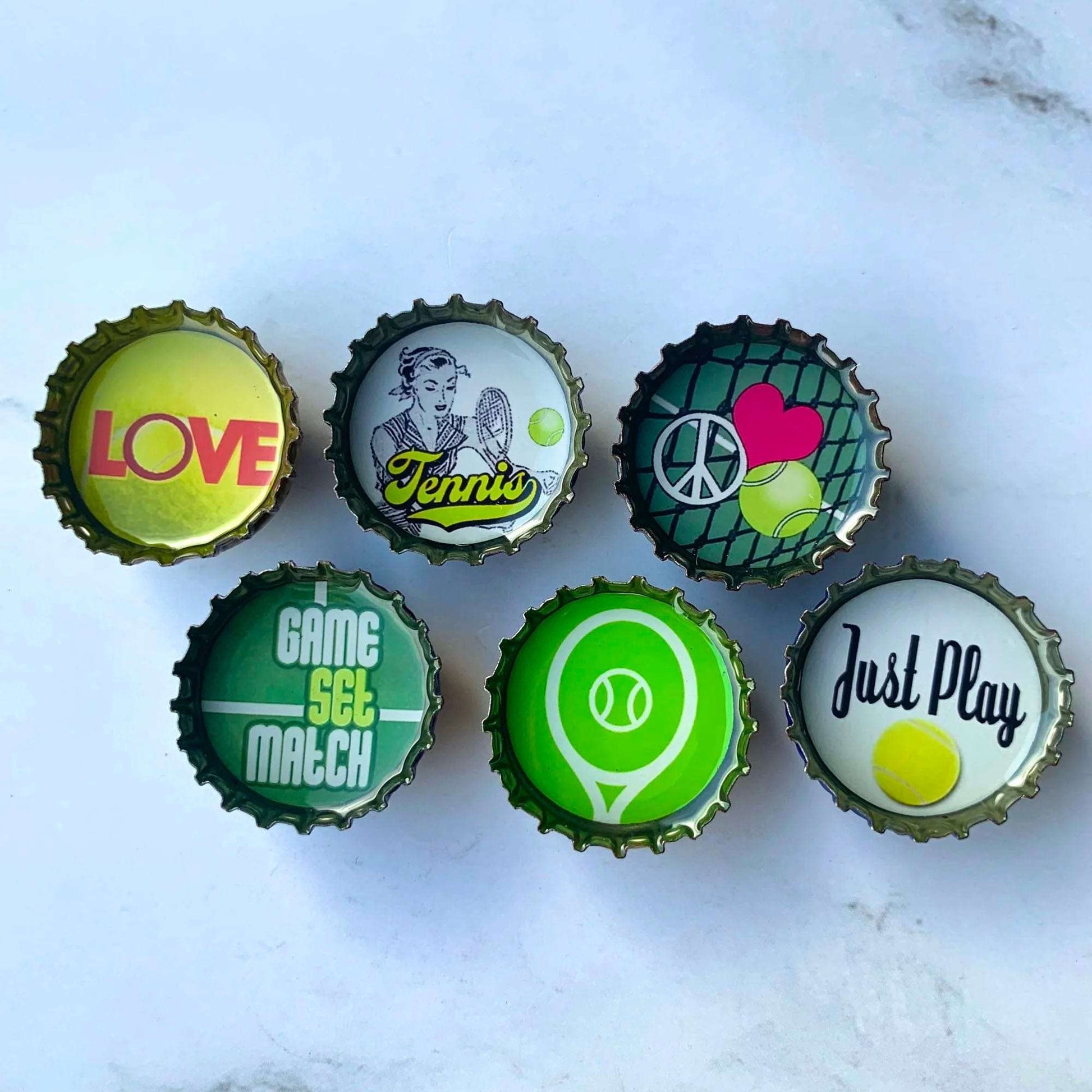 Bottle Cap Magnets - Tennis