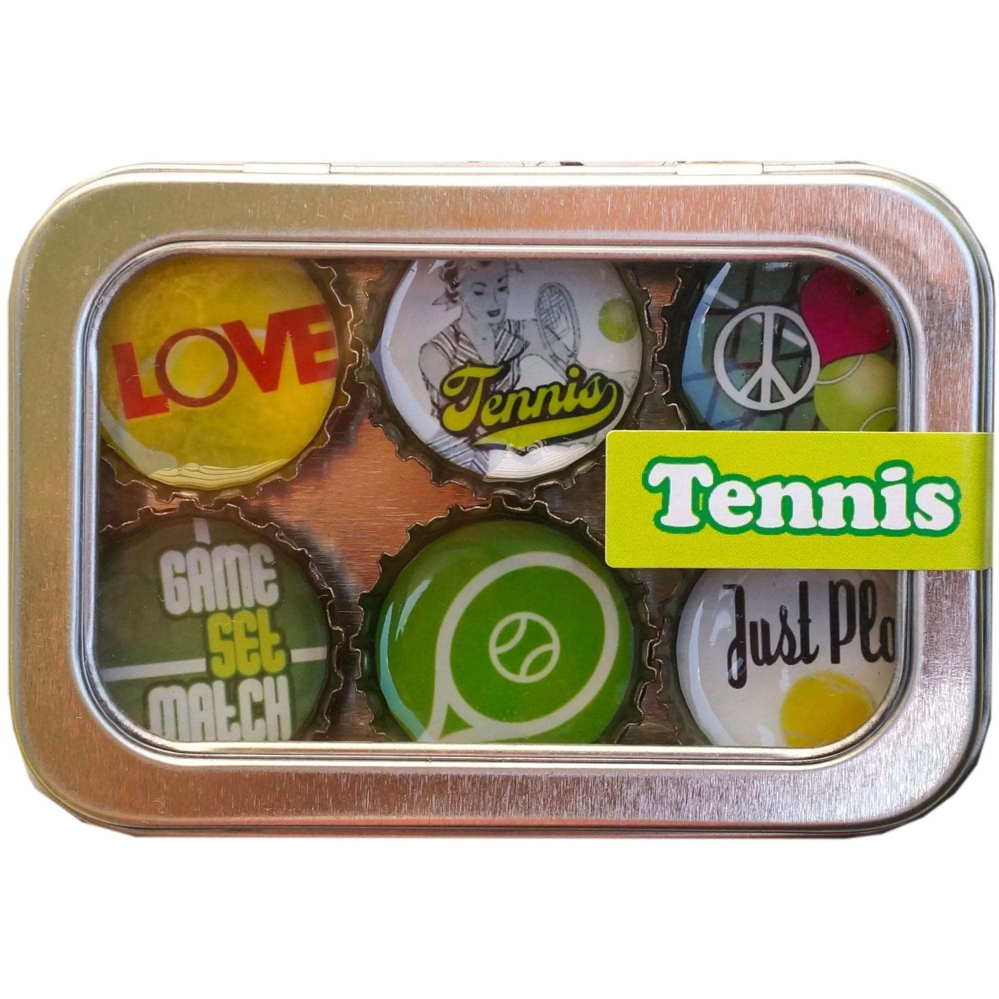 Bottle Cap Magnets - Tennis