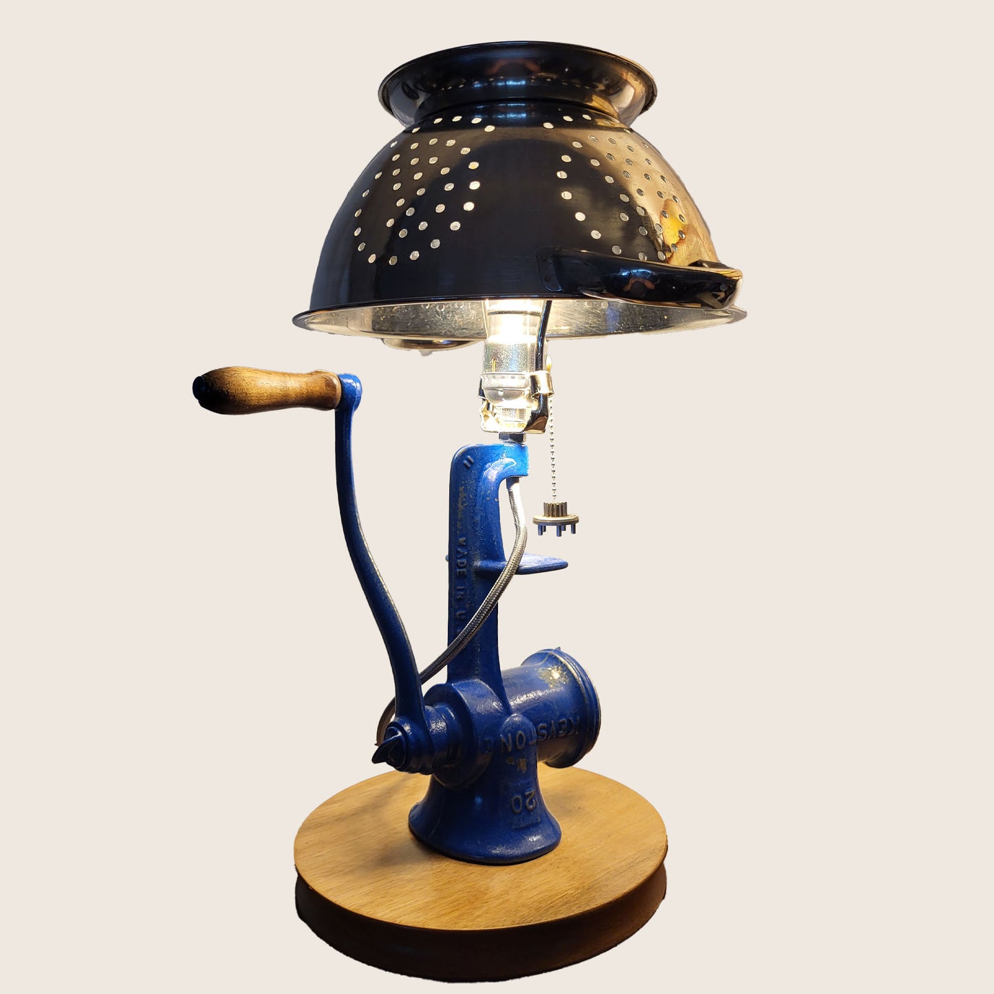 Meat Grinder Lamp w/ Colander Shade