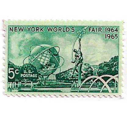Postage Stamp Earrings - 1964 USA New York World's Fair