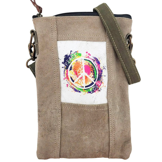 Military Tent Small Crossbody Bag - Peace Love