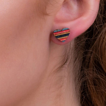 Skateboard Stud Earrings - Heart