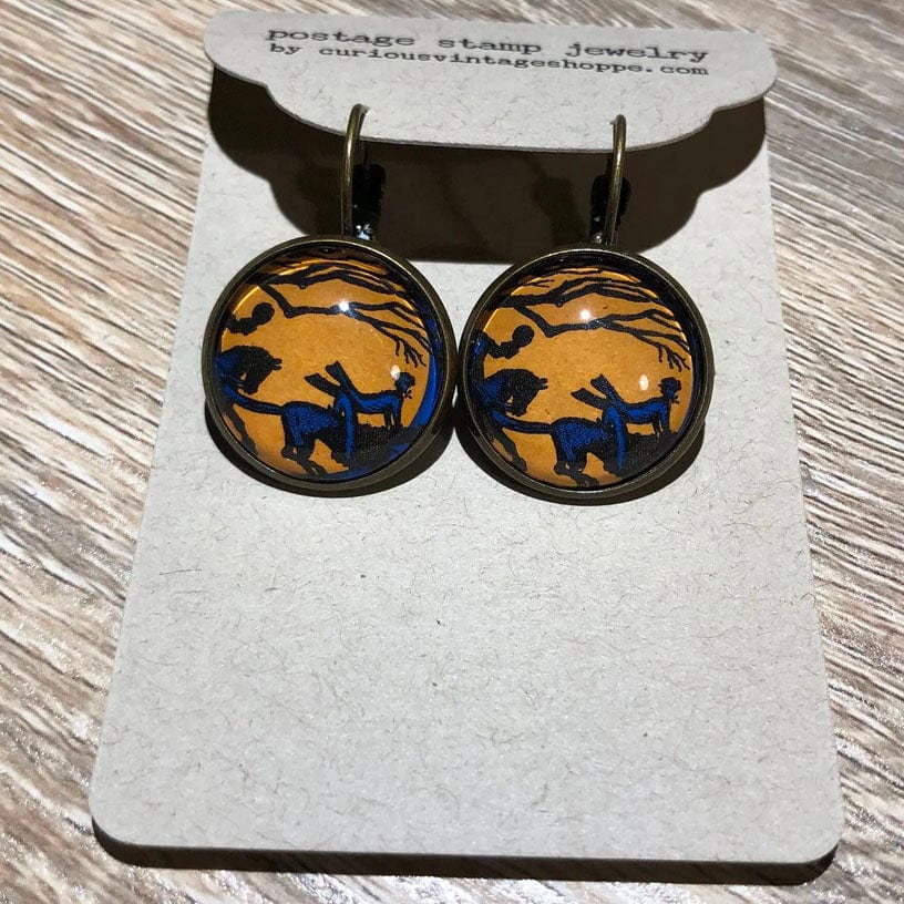 Postage Stamp Earrings - 1974 USA Legend of Sleepy Hollow