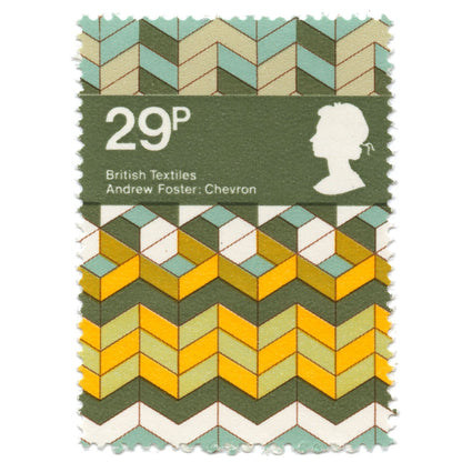 Postage Stamp Necklace - 1982 UK Chevron British Traditional Textile