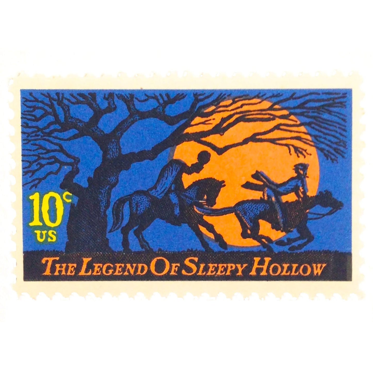 Postage Stamp Earrings - 1974 USA Legend of Sleepy Hollow