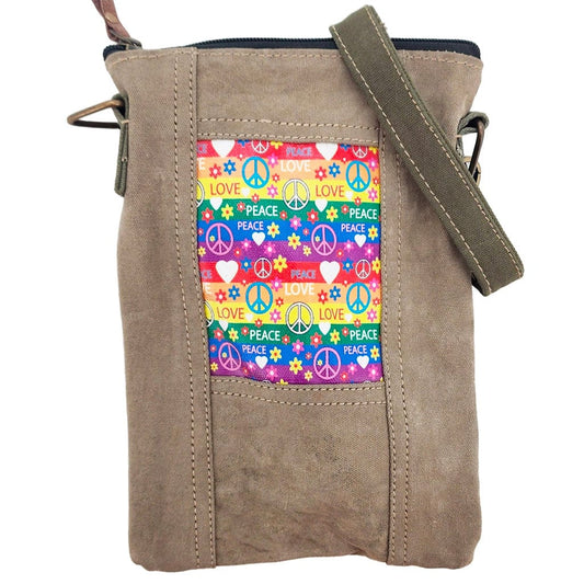 Military Tent Small Crossbody Bag - Peace Love Rainbow