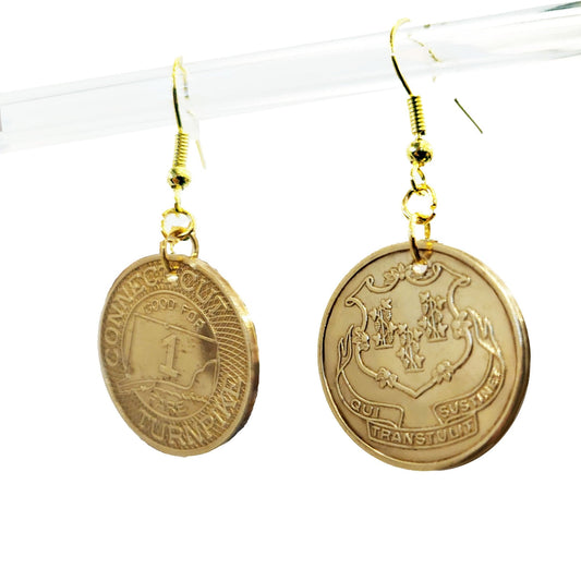 Connecticut Turnpike Token Earrings