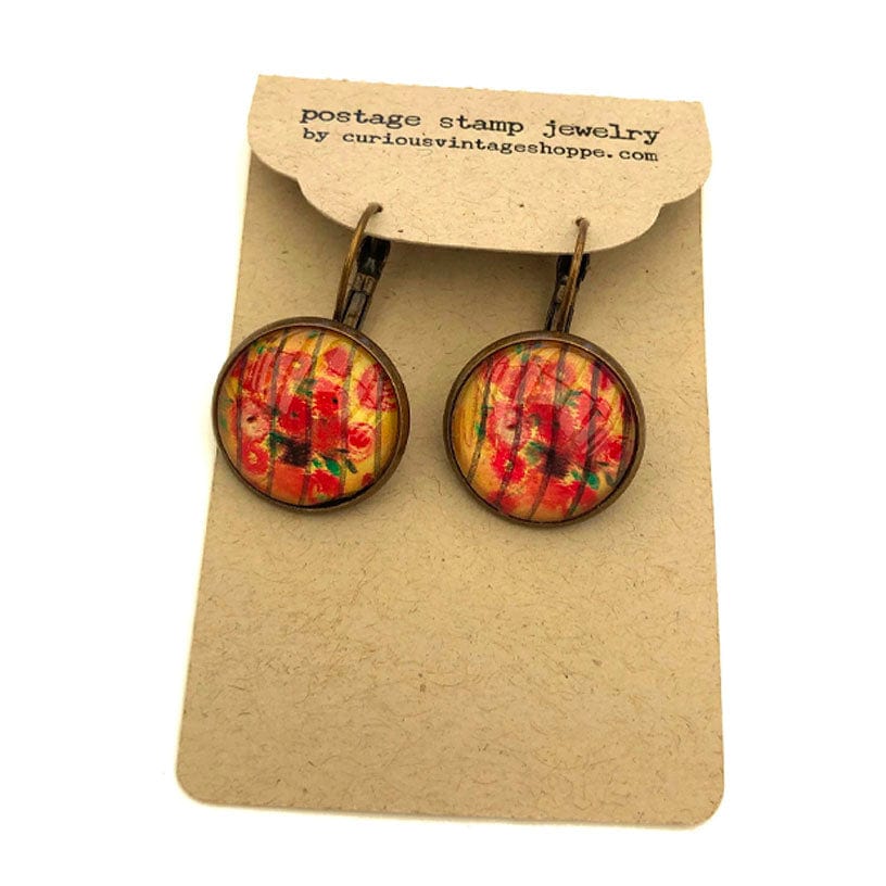 Postage Stamp Earrings - 2005 USA Flowers