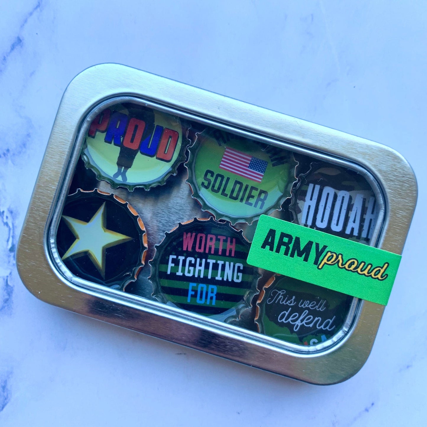 Bottle Cap Magnets - Army Proud