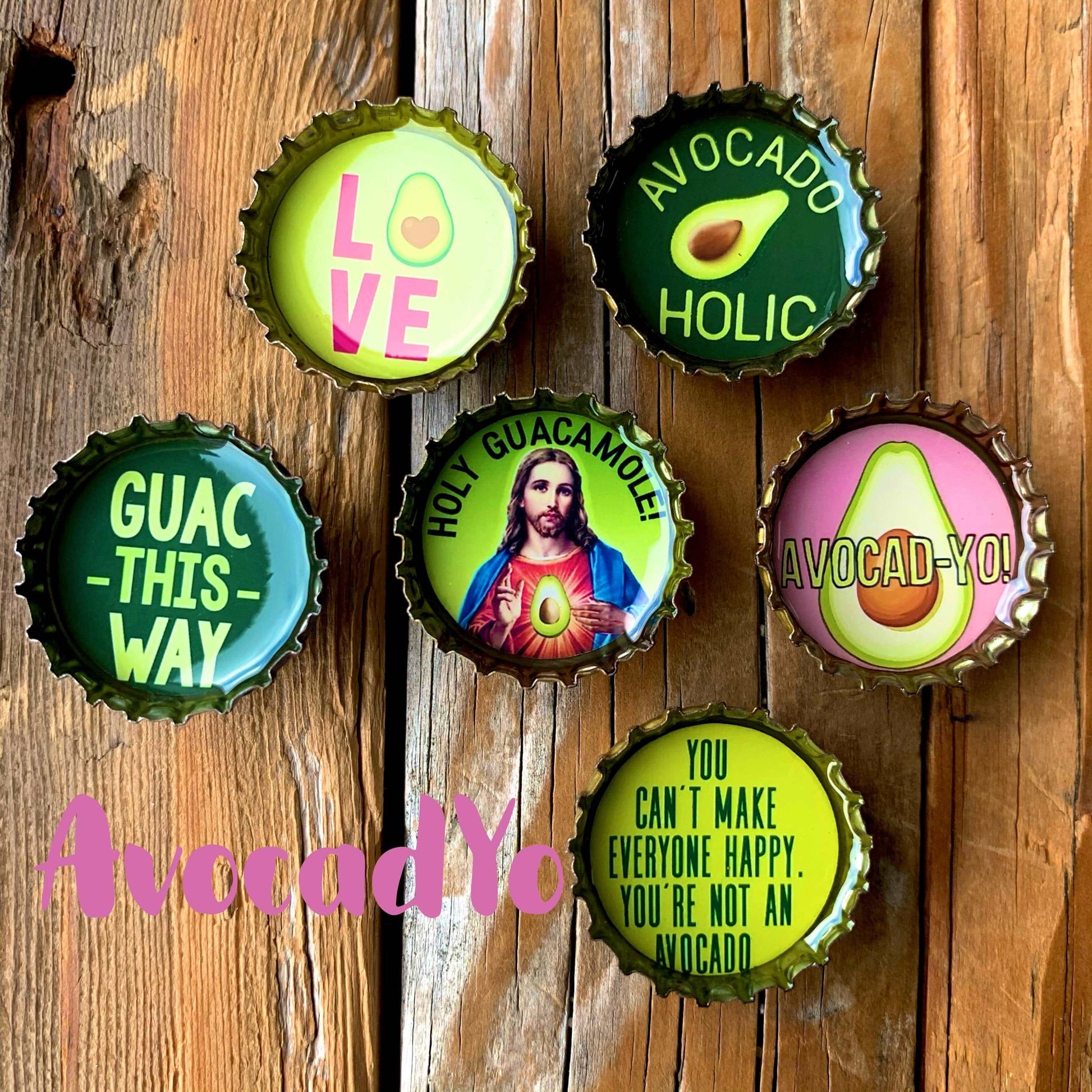 Bottle Cap Magnets - Avocado