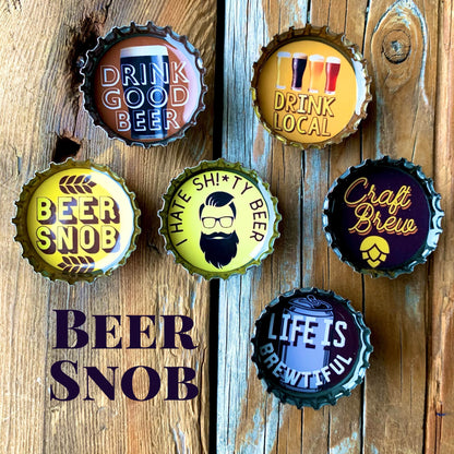 Bottle Cap Magnets - Beer Snob