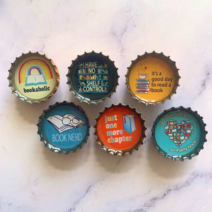 Bottle Cap Magnets - Book Lover