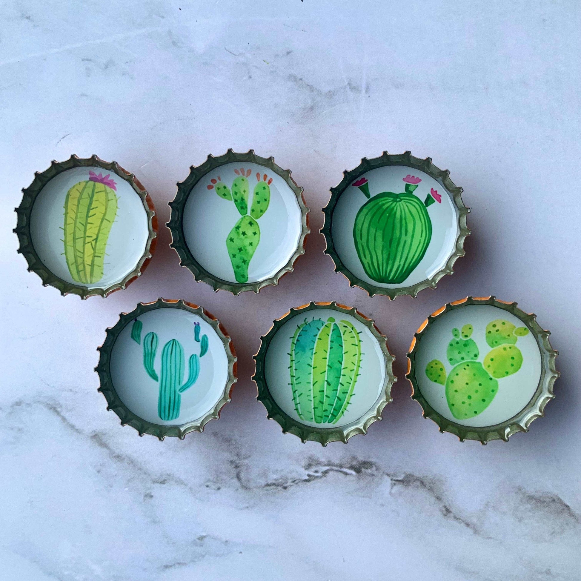 Bottle Cap Magnets - Cactus