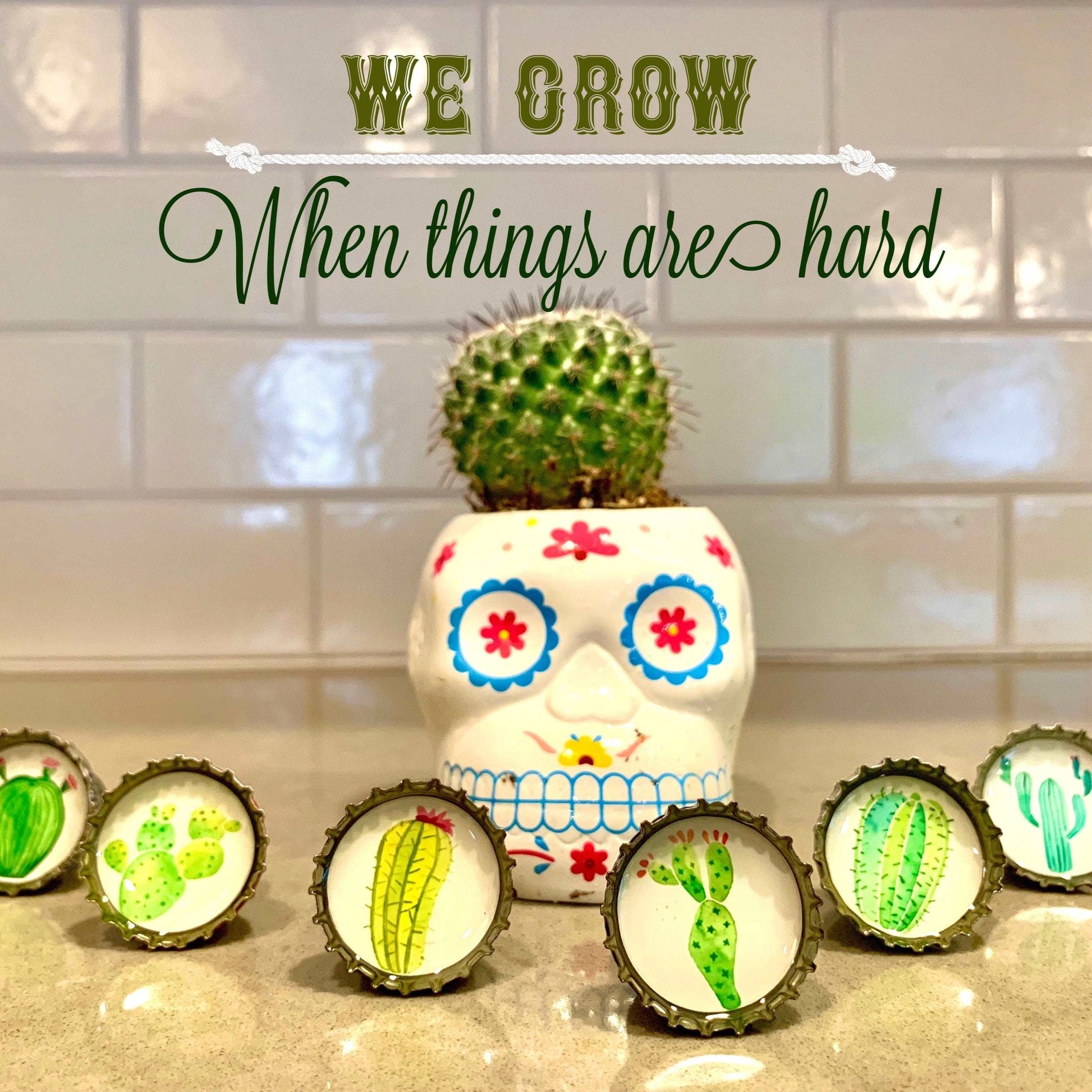 Bottle Cap Magnets - Cactus