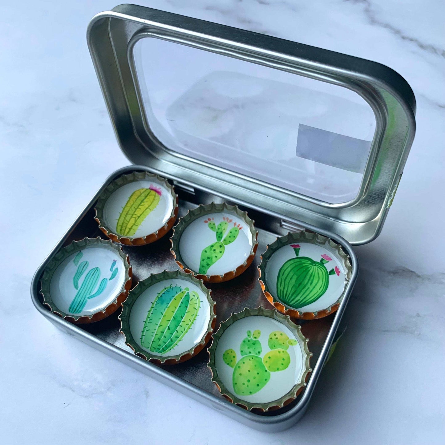 Bottle Cap Magnets - Cactus