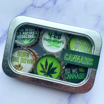 Bottle Cap Magnets - Cannabis
