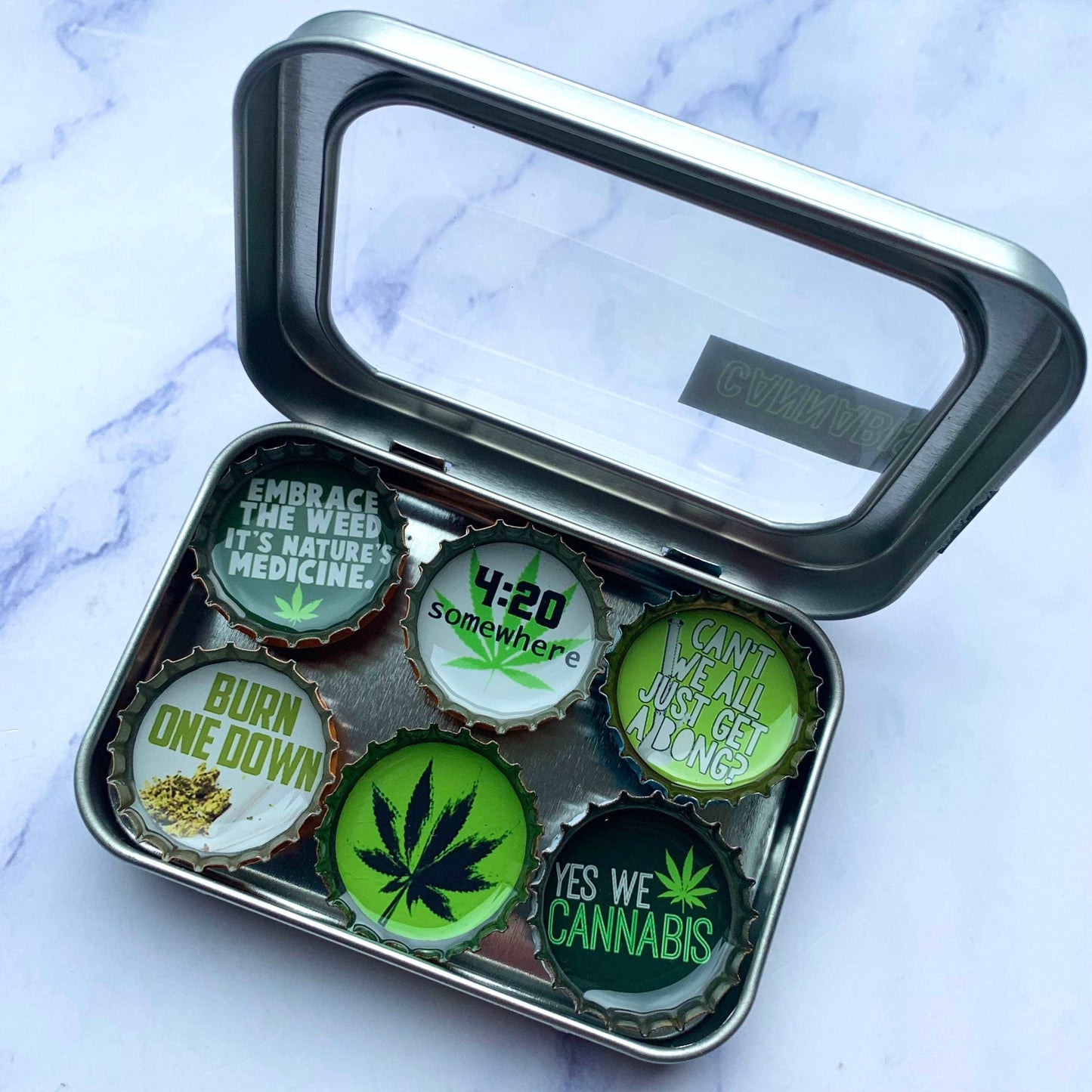 Bottle Cap Magnets - Cannabis