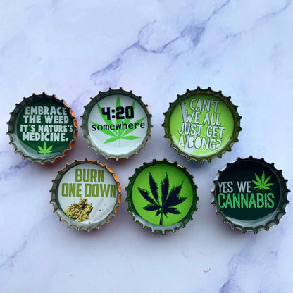 Bottle Cap Magnets - Cannabis