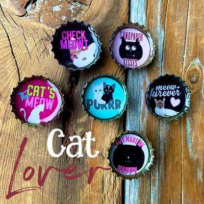 Bottle Cap Magnets - Cat Lover