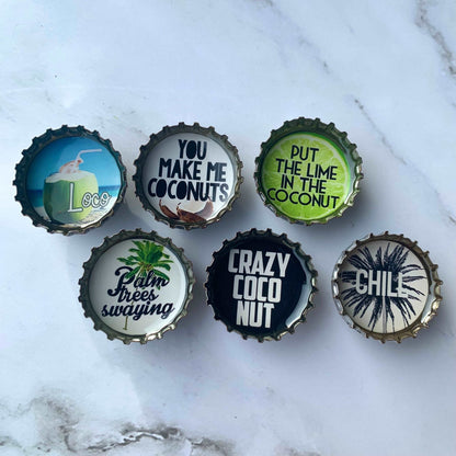 Bottle Cap Magnets - Coconuts