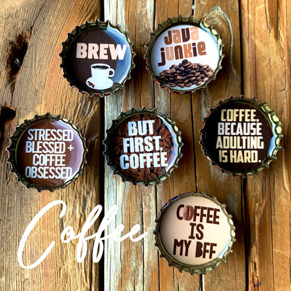 Bottle Cap Magnets - Coffee