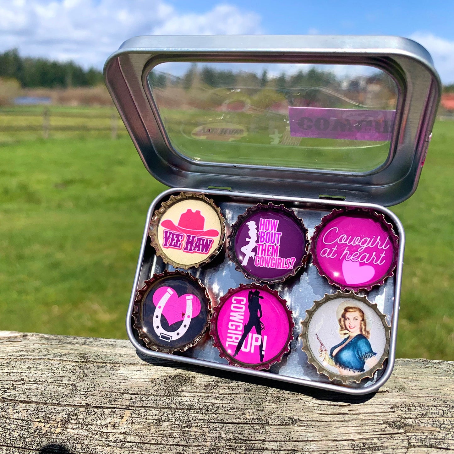 Bottle Cap Magnets - Cowgirl