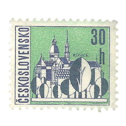 Postage Stamp Earrings - 1965 Czechoslovakia Kosice