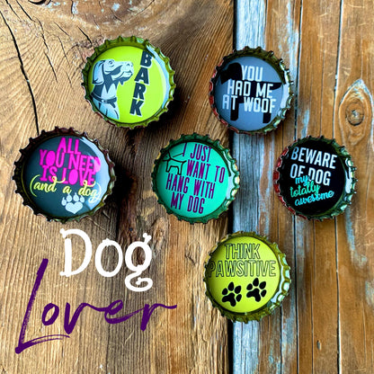Bottle Cap Magnets - Dog Lover