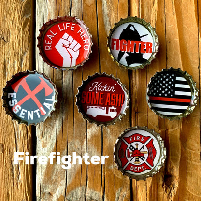 Bottle Cap Magnets - Firefighter