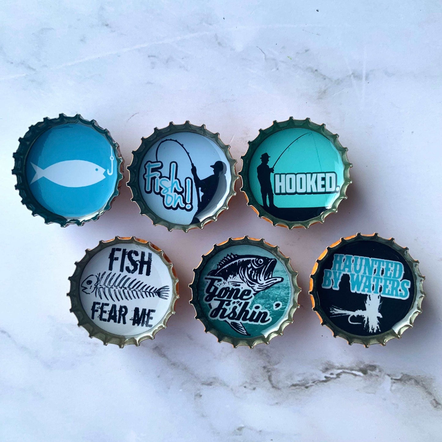 Bottle Cap Magnets - Gone Fishin'