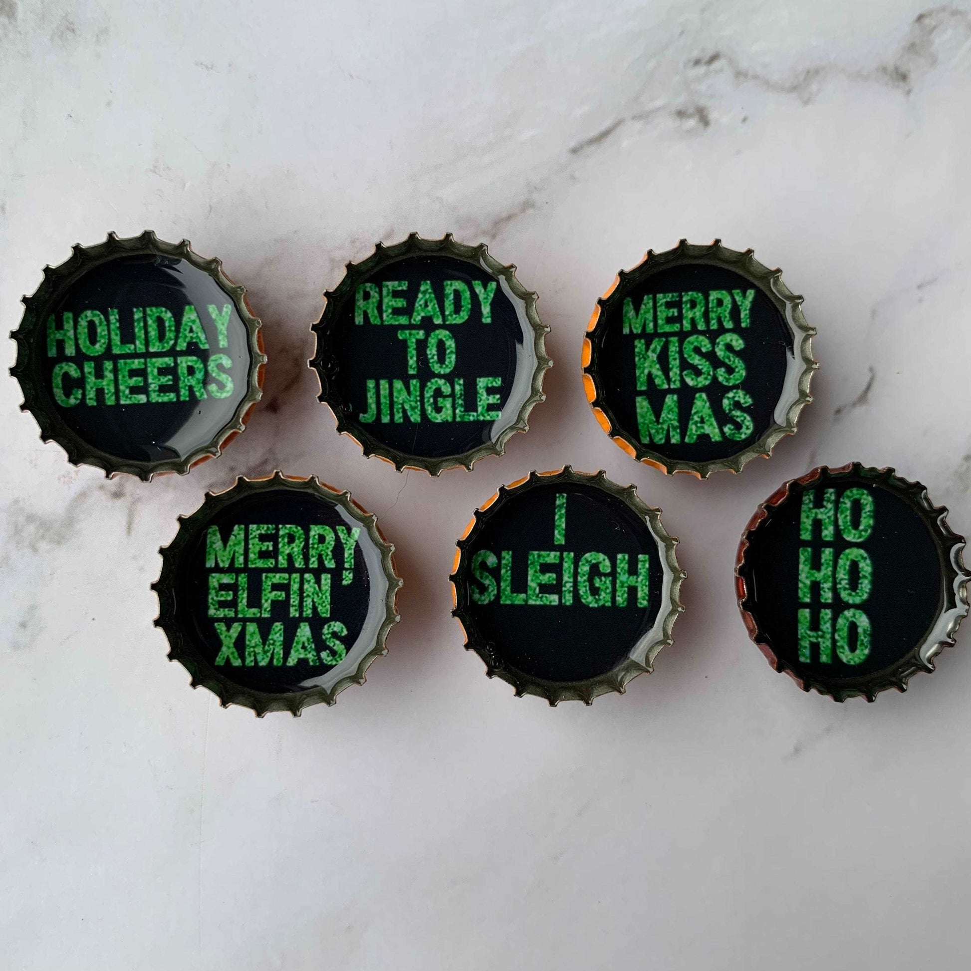 Bottle Cap Magnets - Holiday Cheers