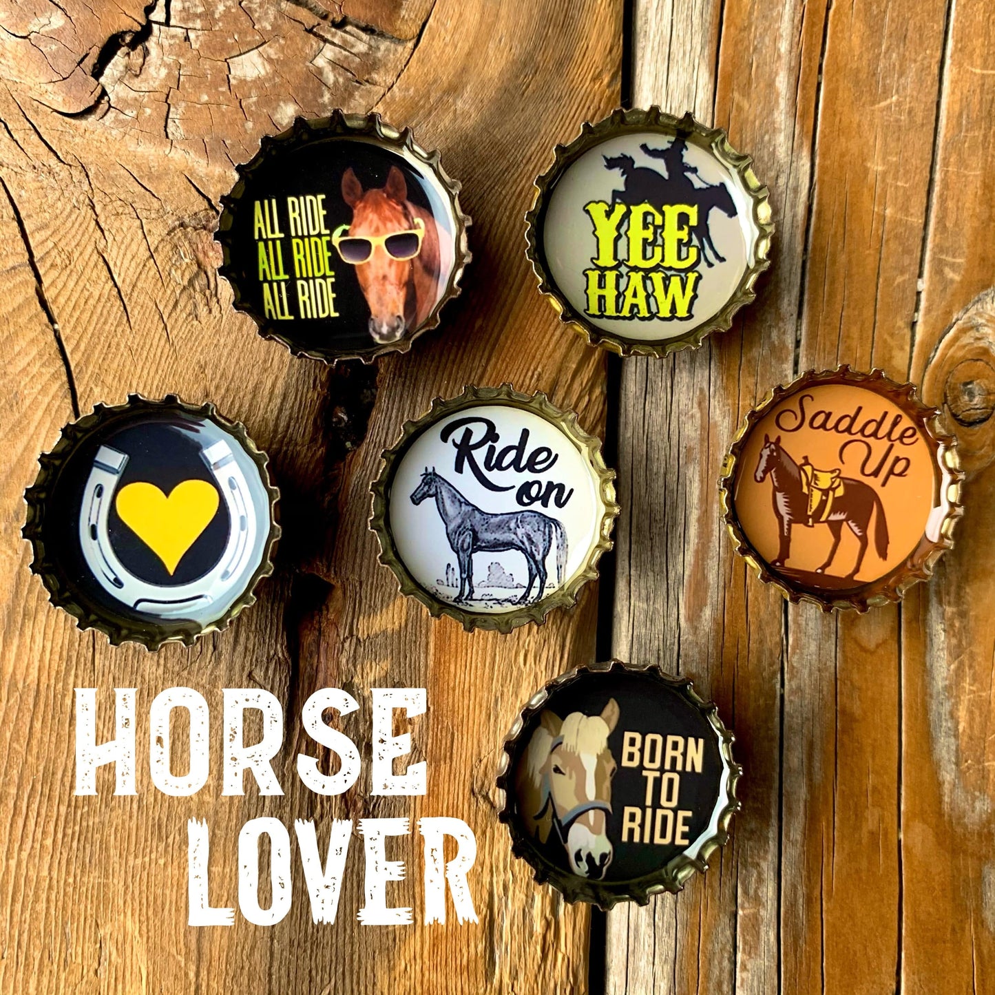 Bottle Cap Magnets - Horse Lover